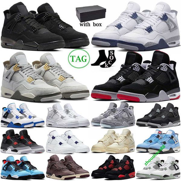 

with box 4 basketball shoes 4s midnight navy military black cat cactus jack red thunder university blue mens trainers womenstrainers sports