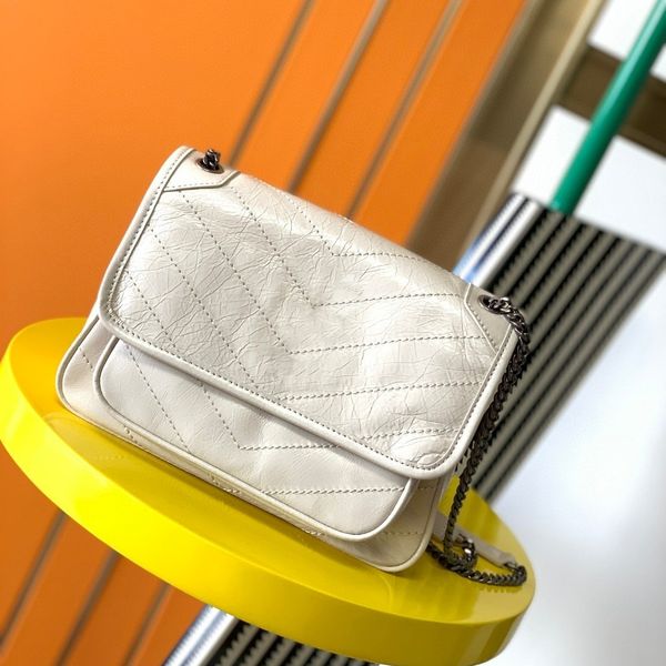 

luxury handbag shoulder bag wrinkled skin designer seam leather ladies metal chain clamshell messenger tote bag wholesale with box