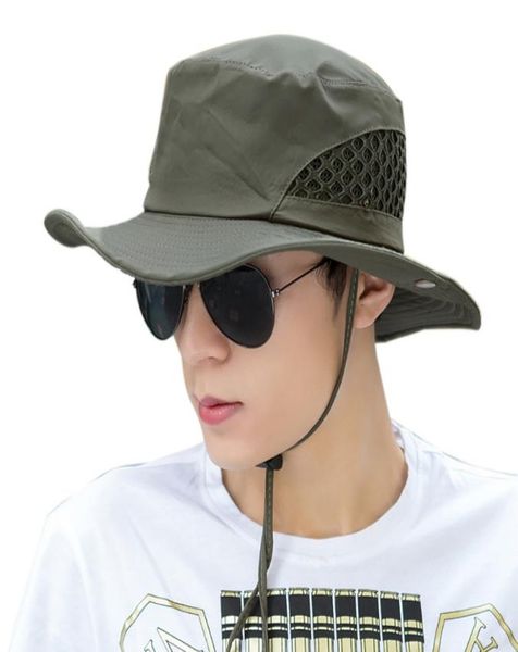 

men fishing hat mesh summer fishing hat widebrimmed uv protection flap breathable beach hat8096968, Black;white