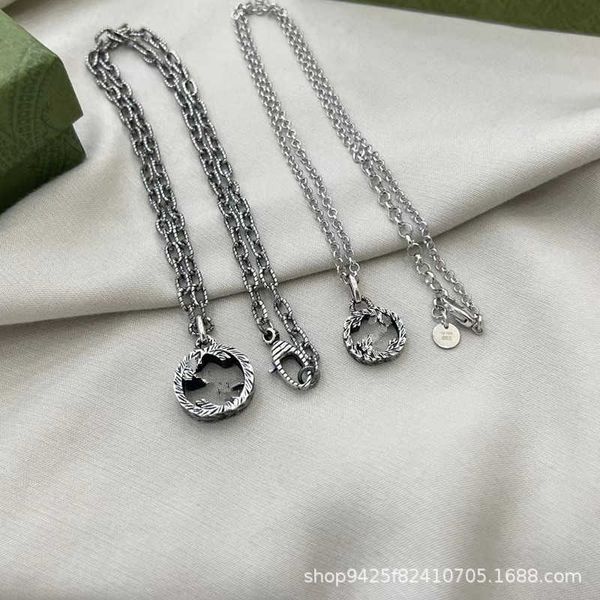 

2023 new double g925 thread pendant fashion silver couple necklace