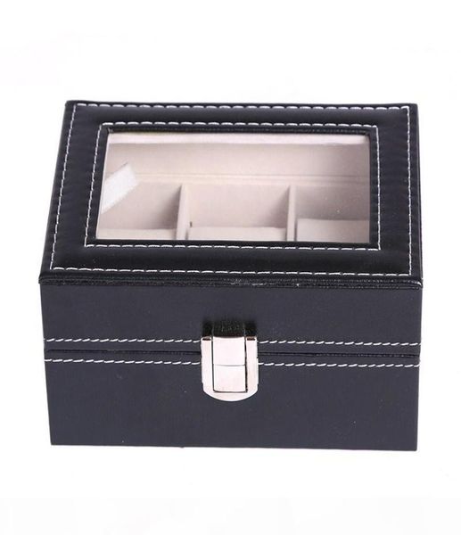 

fashion pu leather watch boxes 2 3 5 6 10 12 20 24 grids watch storage organizer box display watch case3046442, Black;blue