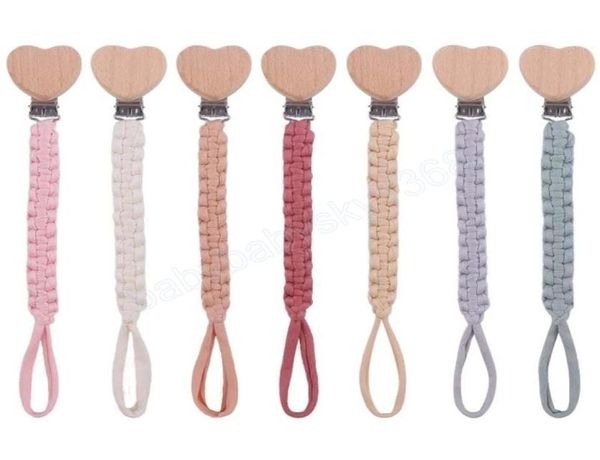 

baby handmade weave pacifier chain beech wood clips cotton nipple holder for baby nursing leash strap dummy clip accessory5006074