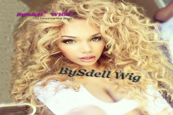 

honey blonde color brazilian deep curly front lace wig 7a heat resistant hair weave lace front wigs for black white women7186933