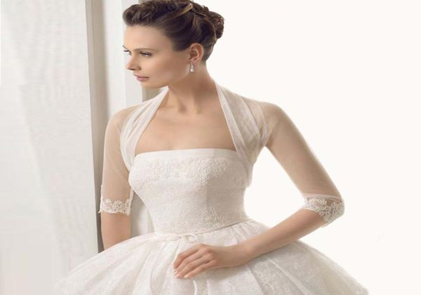 

2017 new collection 34 sleeve with appliques wholeretail charming design bridal jacket 100 good quality wedding boler3849604, White