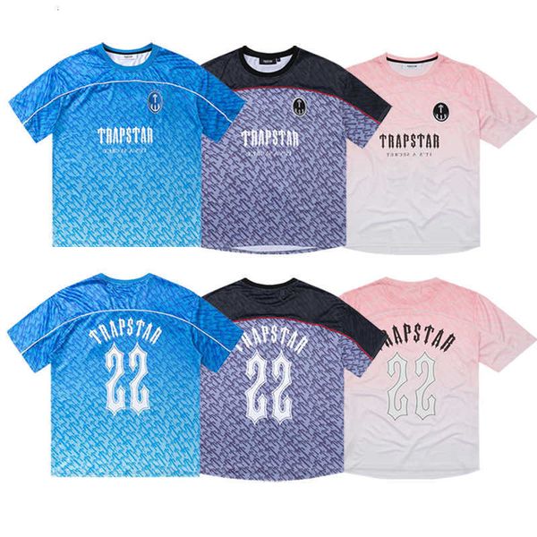 

trapstar football jersey designer mens shirt mesh short sleeve blue no.22 sportswear t-shirt leisure trend street fashion 6x2d, White;black