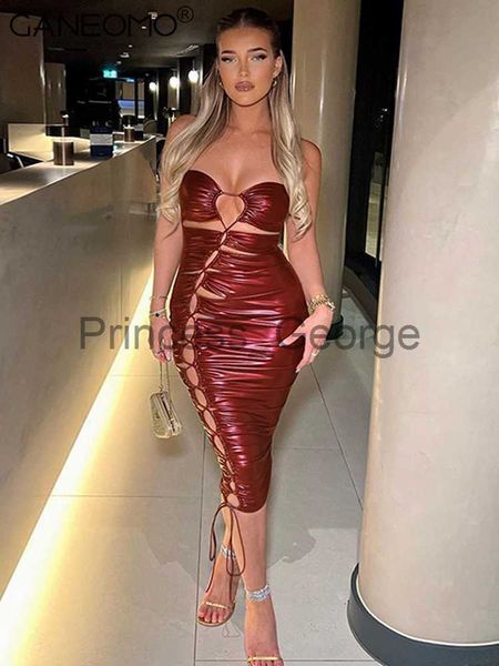 

party dresses bandage cut out backless midi strapless dress women 2023 summer evening party bodycon prom dresses elegant night clothes x0629, White;black