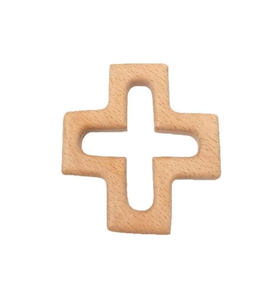 

4pcs natural wood cross shape teether wooden baby teether toy safe newborn kids teething toys baby shower gift7338157