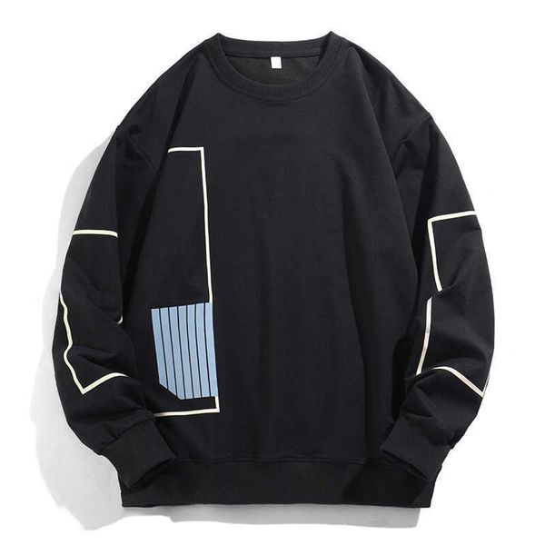 

long sleeved sweater men's t-shirt spring and autumn season new fashion brand printing trend winter cotton bottoming shirt upper garmen, Black