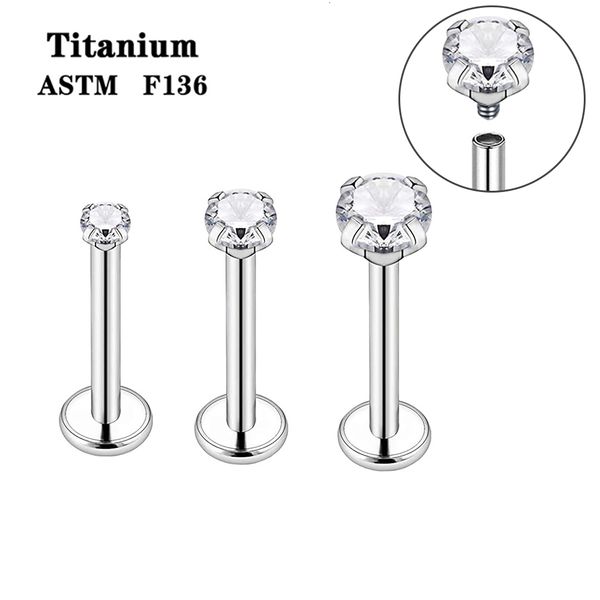 

navel bell button rings astm 36 crystal zircon lip stud ear tragus internally threaded cz gem 16g fashion body piercing jewelry wholesale 23, Silver