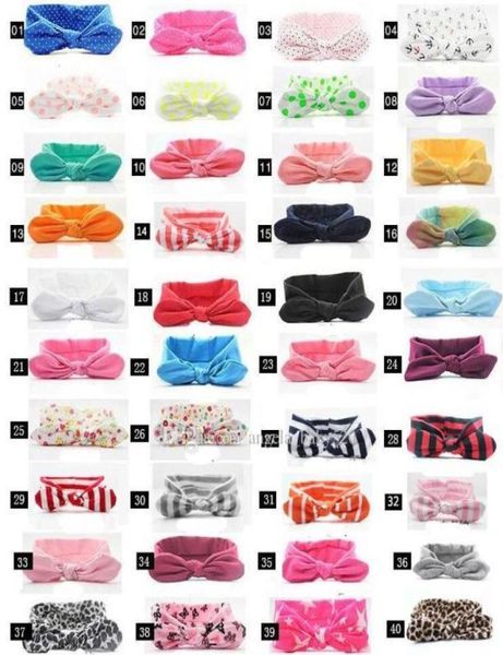 

52 colors xmas hair band bohemian cotton girl baby bow headband wave point turban head wrap ed soft hair band headbands9893737, Slivery;white
