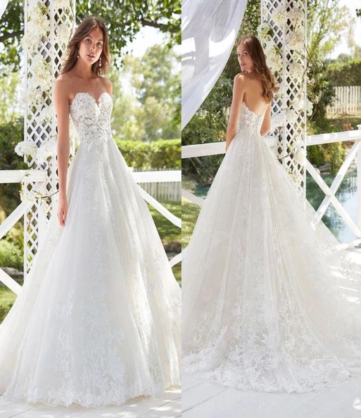 

elegant lace tulle wedding dress 2022 women sweetheart backless princess gown aline bride dress6761082, White