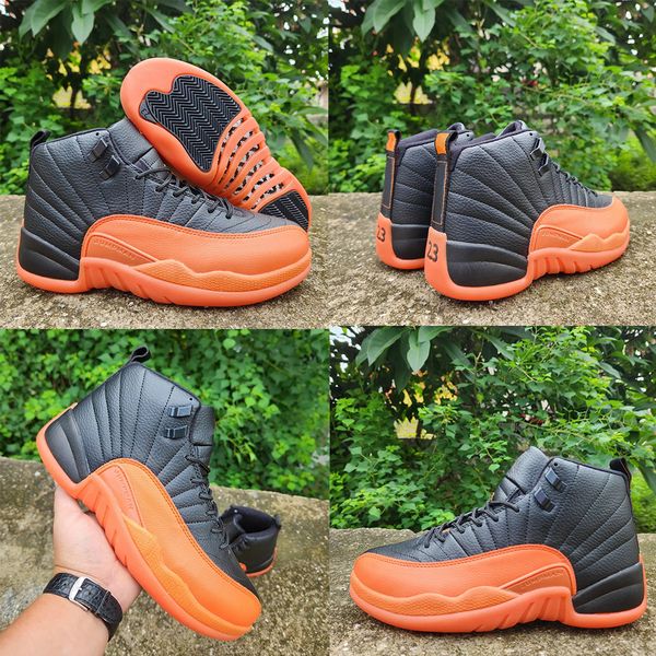 

basketball shoes jumpman 12 12s wmns brilliant orange black white outdoor sports sneakers size 40-47