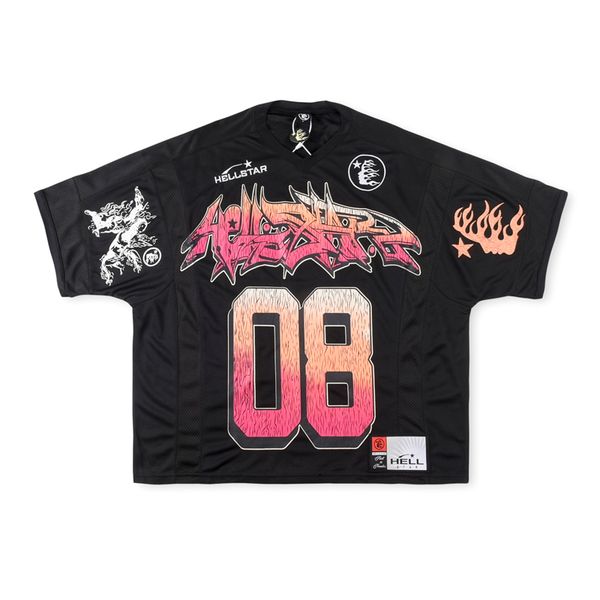 

23ss summer usa tee mesh patchwork t shirts casual plus size breathable short sleeve mens women tshirt premium, Black;brown