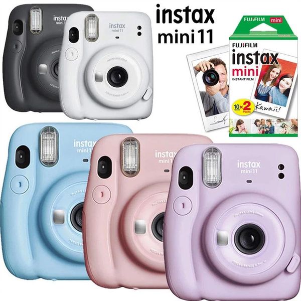 

dresses original fujifilm instax mini 11 instant camera with 20 sheets mini film paper camera shoulder strap bag accessories bundle kit, Black;gray