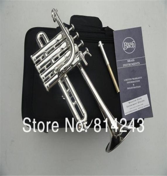 

bach b piccolo trumpet silvering trompeta three tone trumpete monel piston with durable mouthpiece gloves box1742904