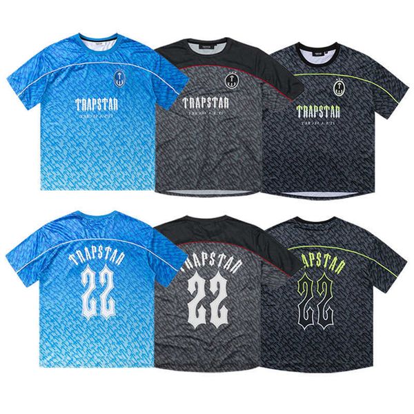 

jersey trapstar football designer mens shirt mesh short sleeve blue no.22 sportswear t-shirt leisure trend street fashion jdhp, White;black