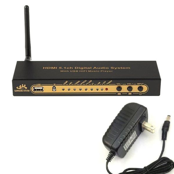 

parkas hd851bt dts ac3 5.1 audio converter decoder hdmi extractor 4k arc spdif coxial optical splitter with bluetooth, Black