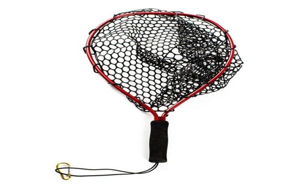 

monofilament outdoor sports catch aluminum alloy strong with lanyard handheld fishing tools portable mesh landing net8225656