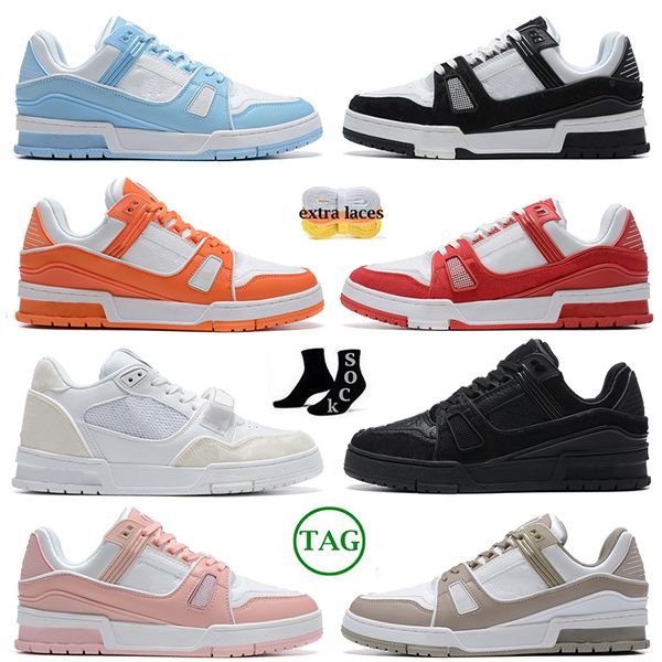 

designer flat sneaker virgil trainer outdoor running shoes denim canvas leather abloh white pink green red blue letter overlays fashion plat