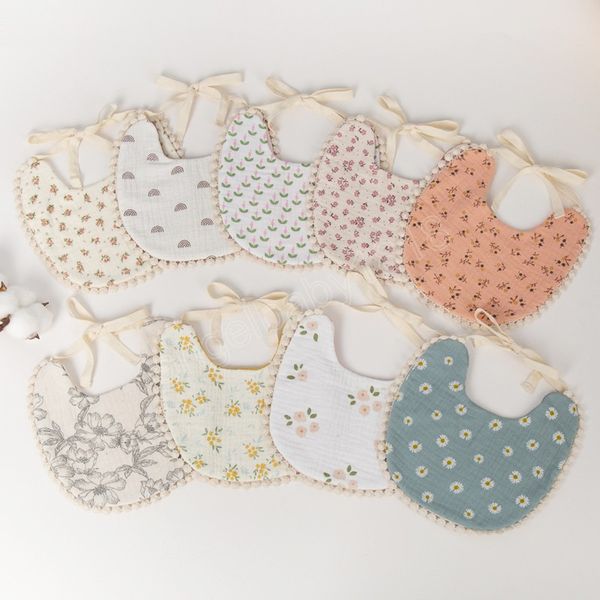 

korean flower baby bibs double side feeding burp cloth for newborn boys girls bandana scarf floral print toddler saliva towel
