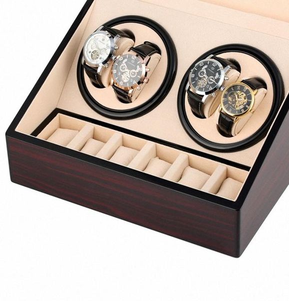 

64 automatic watch winders open motor luxury watch winding winder storage case holder collection display silent motor box watch c2677507, Black;blue
