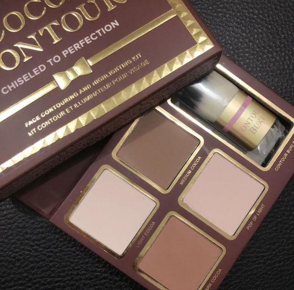 

pop cocoa contour kit 4 colors bronzers highlighters powder palette nude color shimmer chocolate eyeshadow with brush8530077
