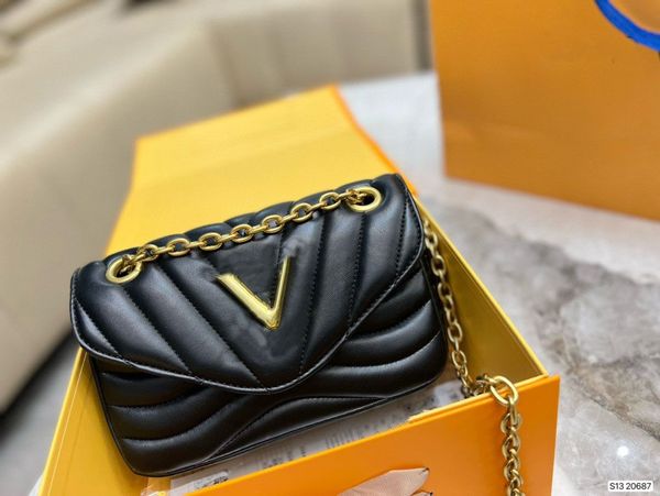 

new wave pm gold chain women's vintage shoulder bag high grade leather design crossbody bag handbag m20687 elegant dinner bag