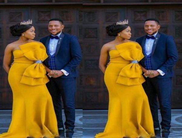 

arabia big bow prom dresses for women south african satin strapless evening gowns dubai yellow floor length formal party dress5361576, Black