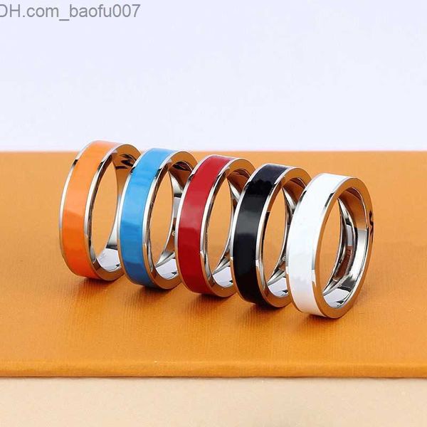 

band rings new designer titanium steel band rings fashion jewelry men's simple modern ring ladies gift z230629, Silver