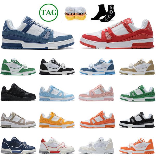 

designer men running shoes virgil trainer fashion woman leather lace up platform sole sneakers white black mens womens luxury velvet suede d