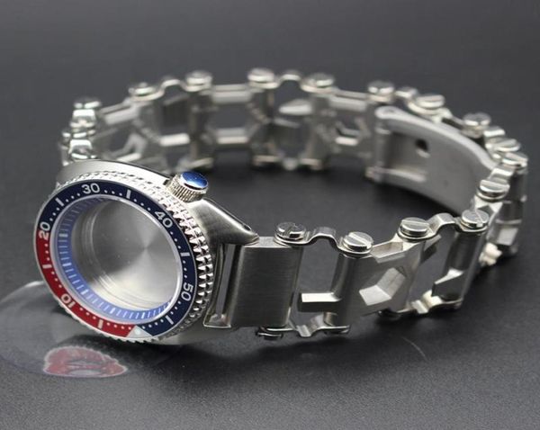 

watch bands tool bracelet tread multifunction outdoor bolt driver kits travel wearable bike stainless steel wristband9857170, Black;brown