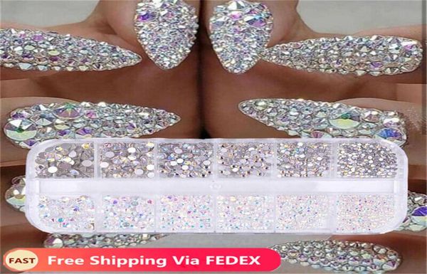 

12 boxesset of 2mm3mm4mm5mm ab crystal rhinestone diamond gem 3d glitter nail art decoration beauty5998338, Silver;gold