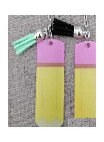 

cartoon accessories creative teachers day keychain fashion acrylic pencil dangle charms key ring personalize small tassel keyring 6535565, Blue
