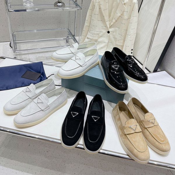 

designer p shoes monolith rubber loafers triangle logo platform women men sneakers black patent suede half slipper mules pointed thick botto