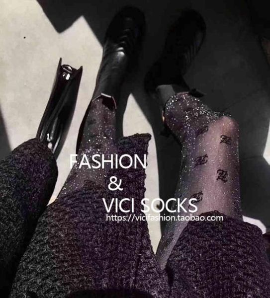

early spring f family ff letter silk stockings pantyhose skin color black flesh through thin backing socks5587627