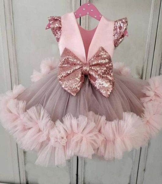 

girl039s dresses pink flower girl dress 2022 sequin bow princess ball gowns puffy tulle first communion skirts oneck child wed9825972, Red;yellow