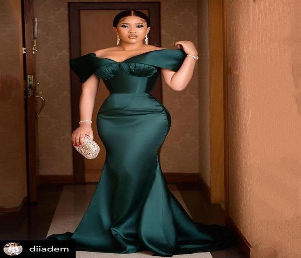 

2021 plus size arabic aso ebi hunter green mermaid prom dresses sweetheart satin evening formal party second reception brides7180315, Black