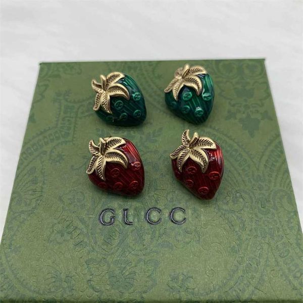 

2023 g family earrings/gu family's new drop gum strawberry simple earrings feminine versatile cute and trendy accessories, Golden