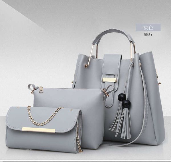 

fashion children's bag bucket women's bag three piece set simple beaded portable women's bag