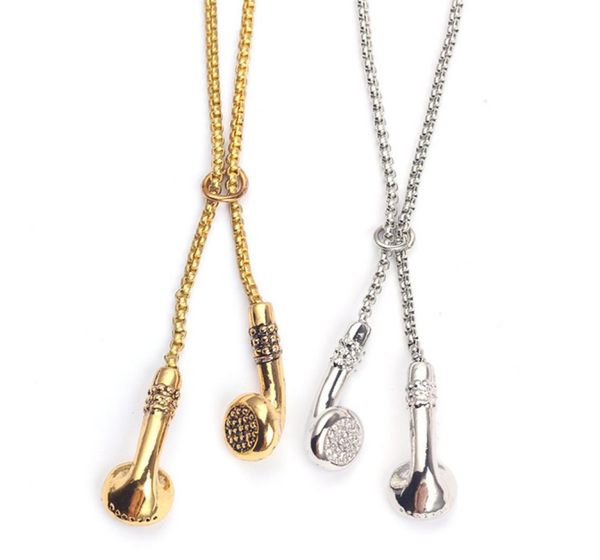 

hip hop fashion music headphones pendant necklace personal designer metal clothing accessories mens necklace8534812