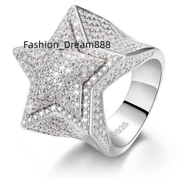 

Dropshipping Fine Hip Hop Jewelry Iced Out Sterg Sier VVS Moissanite Dia Star Ring For Men Women