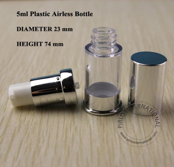 

5ml bright silvery emulsion airless vacuum bottle lotion pump spray refillable fragrance bottle cosmetic container 100pcslot3872538
