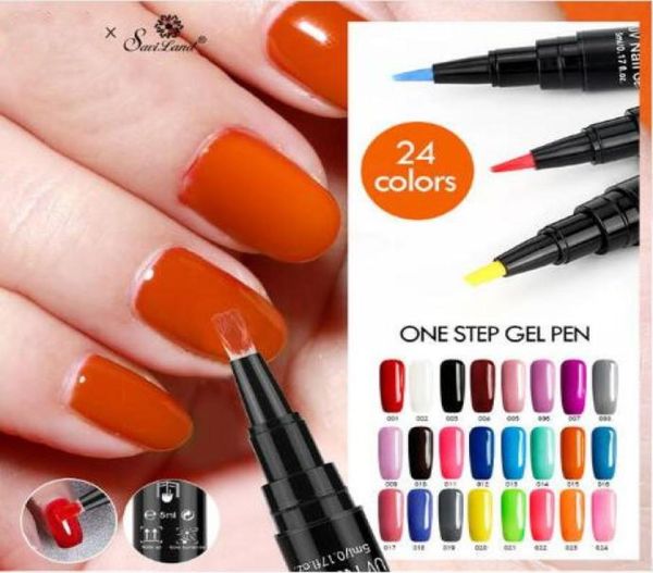 

convenient nail gel varnish pencil one step gel nail pen no need base primer 3 in 1 uv gel lacquer glitter polish8337664, Red;pink