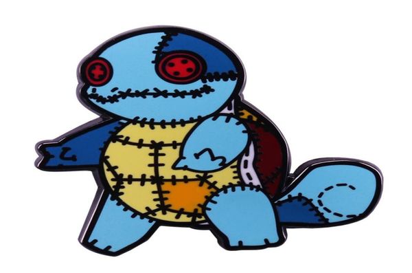 

cute cartoon anime badge kawaii picajini turtle fat ding enamel pin children brooch clothes bag jacket personality accessories s039357251, Blue