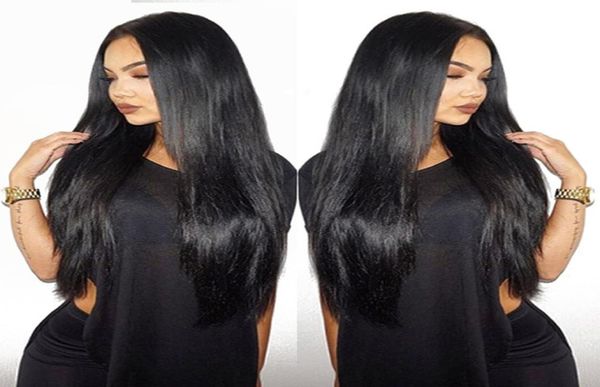 

10a glueless full lace wigs for black women natural color brazilian human hair wigs silk straight human hair wigs with baby 9198036, Black;brown