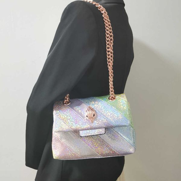 

new cross body bag shiny pu eagle head messenger bag rose gold hardware chain handbag for women 230629