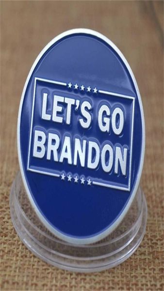 

2024 let039s go brandon letters printed usa president trump039s silverplated 3d commemorative coin mini children039s fas1079293, Blue