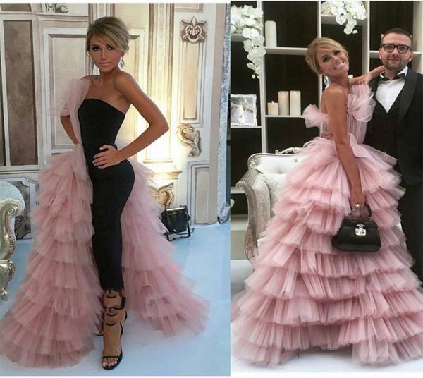 

new fashion mermaid prom dresses with overskirt one side layered tulle celebrity evening gowns handmade formal women wear party dr4032365, Black