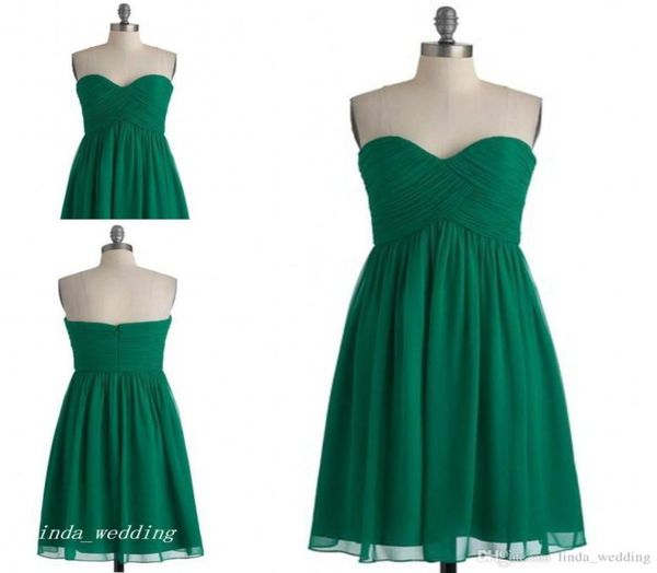 

short emerald green bridesmaid dress simple sweetheart chiffon maid of honor dress for wedding party gown2505205, White;pink