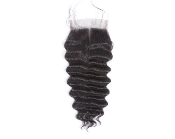 

4x4 deep wave lace closure real hair wig whole dropship from china5622229, Black